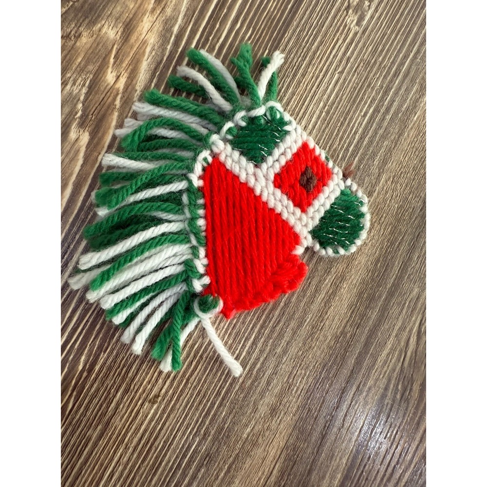 VTG Needlepoint Horse Head Christmas‎ Ornament